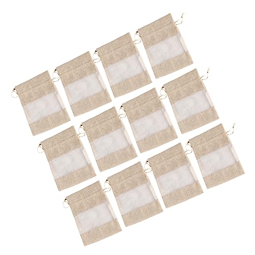 MAGICLULU 12Stücke Kordelzug Taschen Aus Jute Fensterdesign Als Geschenktüten Für Süßigkeiten Und Kleine Wiederverwendbare Geschenkbeutel von MAGICLULU