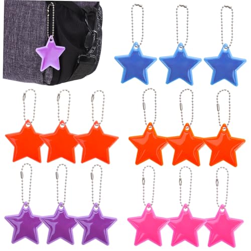 MAGICLULU 15 Stück Reflektierende Sternanhänger aus PVC Sicherheits Tag für Rucksäcke Schlüsselanhänger für Kreative Dekoration für Schulranzen in Verschiedenen Farben MAGICLULU 15 Stück Reflektierende Sternanhänger aus PVC Sicherheits Tag für Rucksäcke Schlüsselanhänger für Kreative Dekoration für Schulranzen in Verschiedenen Farben von MAGICLULU