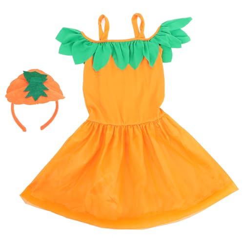 MAGICLULU 1Satz Halloween Kürbis Kostümset für Bestehend aus Kürbis Haarband und Grüner Tüll Rock für Halloween Feiern und Kostümpartys von MAGICLULU