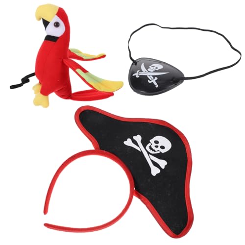 MAGICLULU 1Satz Halloween Piraten Kostüm Zubehör Mit Papagei Der Schulter Piratenaugenklappe Und Haarreif Für Erwachsene Anziehzubehör Für Kostümpartys Und Cosplay von MAGICLULU