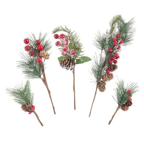 MAGICLULU 1Satz Künstliche Mit Roten Weihnachtsvasenfüller Dekoration Künstliche Kiefernnadeln Und Zweige Für Festliche Arrangements Für Weihnachtsdeko von MAGICLULU