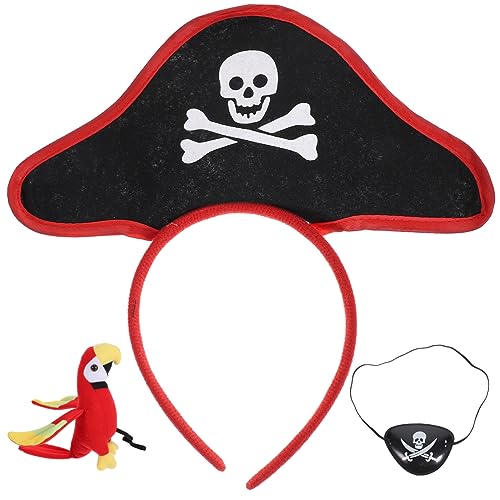 MAGICLULU 1Satz Piratenkostüm Set Mit Papagei Der Schulter Augenklappe Und Haarreif Teiliges Zubehör Für Halloween Und Piratenpartys Für Kindergeburtstage von MAGICLULU
