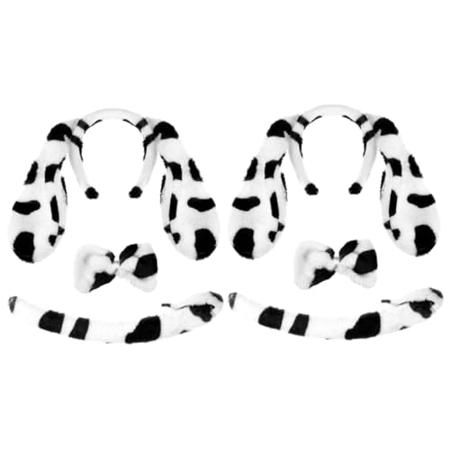 MAGICLULU 2 Sätze Kopfbedeckung mit Hundeohren kostüme für maskenball faschingskostüm Kleidung Stirnband Partydekorationen Tierkostüm rutschfest schmücken Krawatte einstellen Fräulein Plüsch von MAGICLULU
