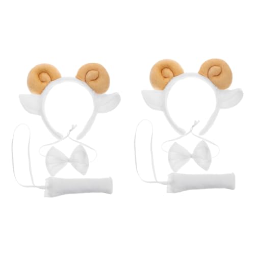 MAGICLULU 2 Sätze Lamm Stirnband tier kostüm tierkostüm Kleidung Schafohren und - für Frauen Halloweenkostüm Croissant Haarschmuck erwachsene Schafe Kopfbedeckung Fräulein Zubehör von MAGICLULU