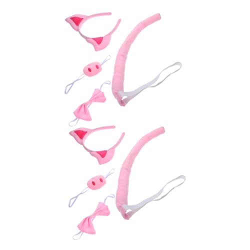 MAGICLULU 2 Sätze Party -Kopfschmuck Set schwein kostüm Kawaii-Accessoires Tierohrkostüm Haarzubehör Party -Haarbänder Süßes Stirnband Schwein Kostümzubehör Tierstirnband Stoff Rosa von MAGICLULU