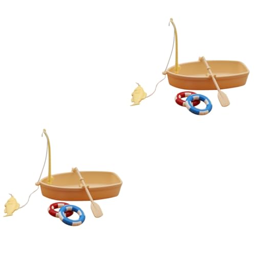 MAGICLULU 2 Sätze Puppenhaus-schwimmring Mini-fischerboot Mikrolandschaftsornament Puppe Angelspielzeug Miniatur-spielzeugboote Aquarium Terrarien Miniatur Zubehör Kind Klein Plastik von MAGICLULU