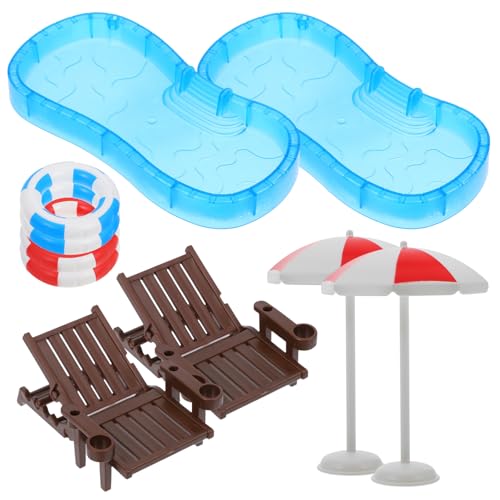 MAGICLULU 2 Sets Puppenhaus Schwimmbad Miniatur Schwimmring Strandliege Modelle, Kunststoff, 20 x 9 x 2 cm MAGICLULU 2 Sets Puppenhaus Schwimmbad Miniatur Schwimmring Strandliege Modelle, Kunststoff, 20 x 9 x 2 cm von MAGICLULU