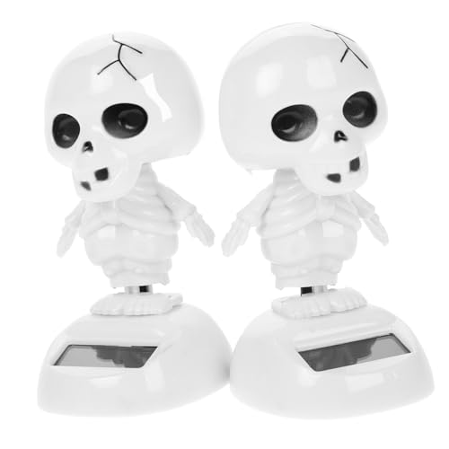 MAGICLULU 2 Stück Halloween Solar Deko mit Kopfnicken Solarbetriebenes Wackelkopf für Auto Büro und Schlafzimmer Leicht und Kompakt Gruselige Innen und Außendekoration von MAGICLULU