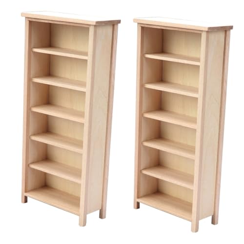 MAGICLULU 2 Stück Maßstab Unbemaltes Holz Lagiges Display Regal Stabiles Mini Möbel Modell für Puppenhaus Schlafzimmer Wohnzimmer Bibliothek von MAGICLULU