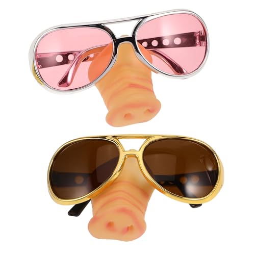 MAGICLULU 2 Stück Schweinenase Brille Cosplay Party Brille Bierkrug Steampunk Brille Goldene Sonnenbrille Zubehör Sonnenbrille Damenbecher Gastgeschenke Halloween von MAGICLULU