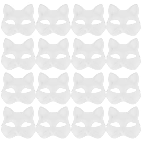 MAGICLULU 20 Stück Katzenmaske DIY Weiße Papiermaske Leer Bemalbare Maske Zellstoff Halloween Handbemalte Gesichtsmaske Kreative Maskerademaske Für Kinder Malen Fuchs Wolf Maske MAGICLULU 20 Stück Katzenmaske DIY Weiße Papiermaske Leer Bemalbare Maske Zellstoff Halloween Handbemalte Gesichtsmaske Kreative Maskerademaske Für Kinder Malen Fuchs Wolf Maske von MAGICLULU