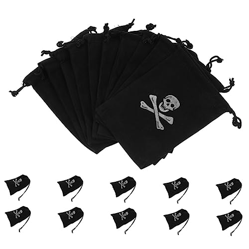 MAGICLULU 20Stücke Piraten Goldmünzen Beutel für Halloween Kordelzug Tasche für Kindergeburtstag Mitgebsel für Piratenparty Dekorativ und Praktisch für Süßigkeiten und Münzen von MAGICLULU
