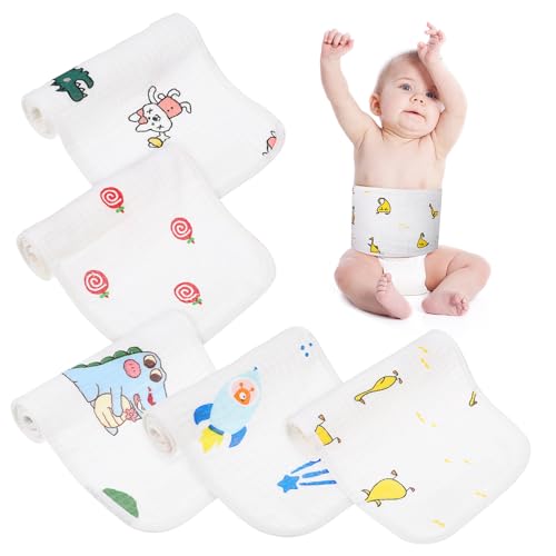 MAGICLULU Bauchnabelgurt-Set Für Säuglinge 20-teilig Baumwolle Bauchbänder Mit Tiermuster Babygurte Lätzchen Für Neugeborene Größe M Baby-nabelschnüre von MAGICLULU