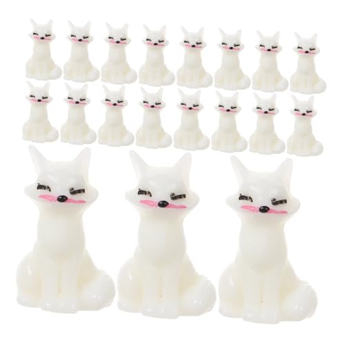 MAGICLULU 24St Fuchs-Ornament Terrarienfiguren Mini-Fuchs- Fuchs kleines Fuchsmodell Hoftierornament Fuchs Partygeschenke kompakte Tierfigur Mini-Tierfiguren Harz Weiß von MAGICLULU