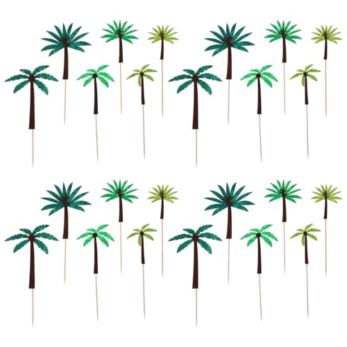 MAGICLULU 24St Kokosnuss-Kuchen-Picks Oh hawaiisch Dekorationen Fondant- birthday cake decoration birthday cake topper Tortenaufsatz Verzierung dekoratives Kuchenzubehör hölzern Green von MAGICLULU