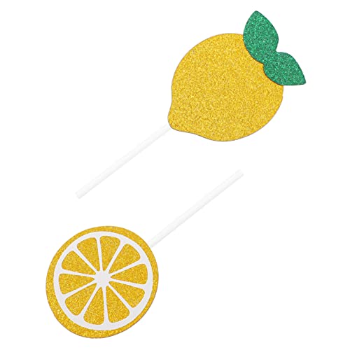 MAGICLULU 24Stücke Zitronen Cupcake Topper Mit Glitzer Für Partydekoration Tortendekoration Für Babyparty Und Geburtstagsfeier Langlebig Und Sicher Aus Hochwertigem von MAGICLULU
