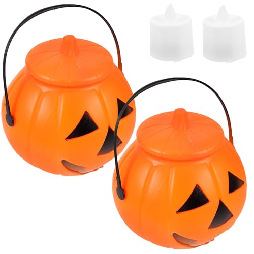 MAGICLULU 2Stücke Leuchtende Kürbis Eimer Für Halloween Handbonbon Eimer Mit Warmlicht Für Snacks Und Kleine Halloween Party Gunst MAGICLULU 2Stücke Leuchtende Kürbis Eimer Für Halloween Handbonbon Eimer Mit Warmlicht Für Snacks Und Kleine Halloween Party Gunst von MAGICLULU