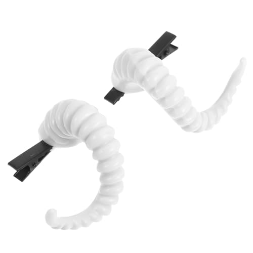 MAGICLULU 2st Klaue Haarnadel Widderhörner Prothetische Hörner Schafhörner Haarspange Hörner Der Bösen Königin Schafshorn Hörner Cosplay Ziegenhörner Horror-haarspangen Rosa Hörner Weiß Abs von MAGICLULU