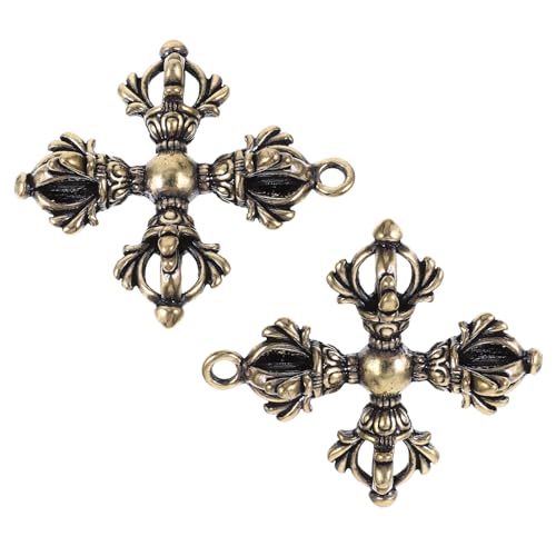 MAGICLULU 2stücke Messing Vajra-stößel-anhänger Buddha Anhänger Tibetischer Ornament Charm Anhänger Schlüsselanhänger Halskette Diy Dekoration von MAGICLULU
