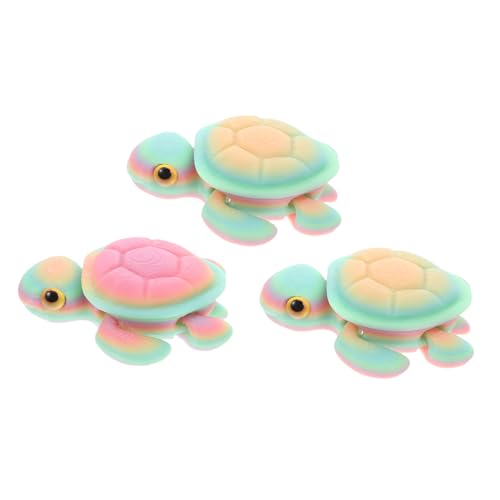 MAGICLULU 3 Stück Gedruckte Schildkröten mit Beweglichen Gelenken Nachtleuchtend Sinkfähig Farbige Dekorative Figuren für Aquarium und Fischbecken von MAGICLULU