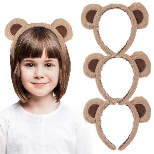 MAGICLULU 3 Stück Süßes Stirnband mit Bärenohren, Flauschiges Plüsch-tierhörner-haarband für Frauen Und Mädchen, Cartoon-stil, Flauschiges Stirnband für Party, Cosplay, Dekoration von MAGICLULU