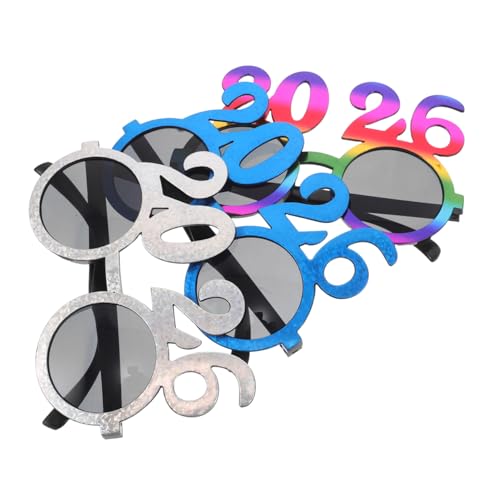 MAGICLULU 3 Stück Teiliges Partybrillen mit Rundem Rahmen Leichtes Modisches Neujahrs Accessoire für Silvester und Weihnachtsfeiern Auffällige Partybrillen für Nye und Festliche Anlässe von MAGICLULU