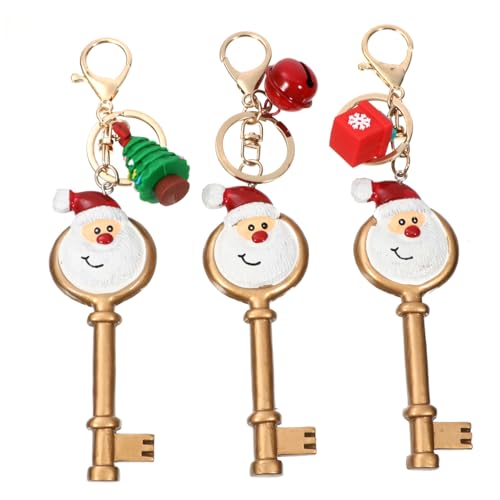 MAGICLULU 3 Stück Weihnachtsanhänger Schlüsselanhänger Weihnachtsmann Resin Anhänger Zufällige Muster Weihnachtsdeko Charm für Tasche Schlüsselbund von MAGICLULU