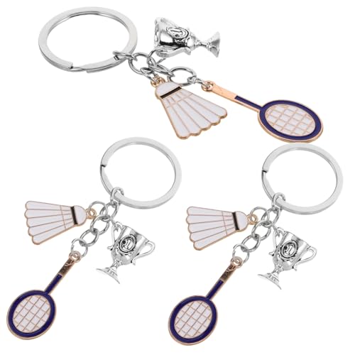 MAGICLULU 3-teiliger Badminton-schlüsselanhänger: Badminton-anhänger-schlüsselanhänger Mit Schlägerball-trophäen-anhänger – Sport-schlüsselanhänger, Für Unterwegs, Den Täglichen von MAGICLULU