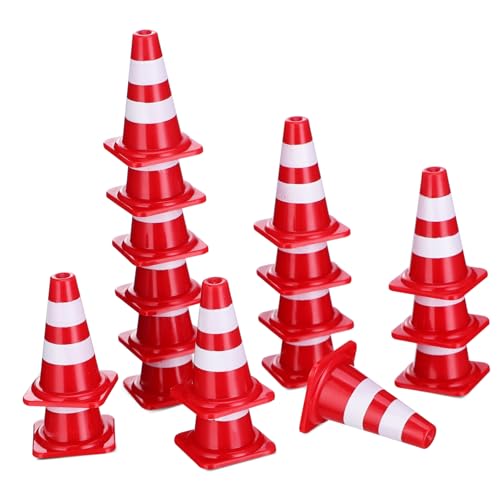 MAGICLULU 30 Stück Verkehrskognitives Winzig Straßenkegel Dekorationen Sie Sicherheitskegel Barrikade Mit Miniatur Mini- Mini-orangenkegel Led Zapfen Für Rot Plastik von MAGICLULU