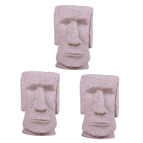 MAGICLULU 3st Terrarien Vasen Wohnkultur Dekor Weltberühmte Moai-Figur Hausschmuck Outdoor-Insel Stifthalter Für Den Schreibtisch Figur Der Osterinsel Ornament Aufbewahrungskiste Sandstein von MAGICLULU