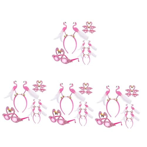 MAGICLULU 4 Sätze Hawaii-Party-Outfit kunststoff plastiktisch Kleidung Brillen frauen stirnband Flamingo-Kostüm für Damen Gläser dekorativer Spiegel Haarschmuck Zwiebelpulver Kind Requisiten von MAGICLULU