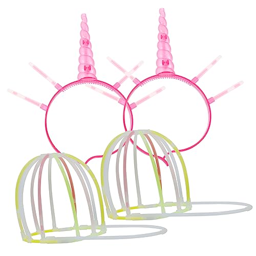MAGICLULU 4 Sets Leuchtstäbe Und Zubehör Zur Hutherstellung Neonvisier Neonzubehör Flache Perlen Zur Schmuckherstellung Stirnbänder Für Mädchen Beleuchtetes Stirnband Party von MAGICLULU