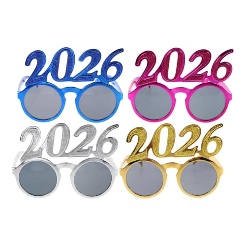 MAGICLULU 4 Stück 2026 Silvesterbrillen, Plastik-neujahrsbrillen, Lustige Zahlenbrillen für Die Abschlussklasse 2026 für Party-foto-requisiten MAGICLULU 4 Stück 2026 Silvesterbrillen, Plastik-neujahrsbrillen, Lustige Zahlenbrillen für Die Abschlussklasse 2026 für Party-foto-requisiten von MAGICLULU