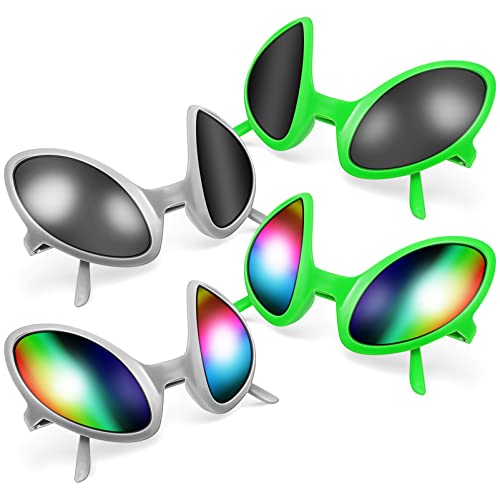MAGICLULU 4 Stück Alien-Kostüm-Brillen Weltraum-Motto-Sonnenbrillen Foto-Party-Requisiten von MAGICLULU