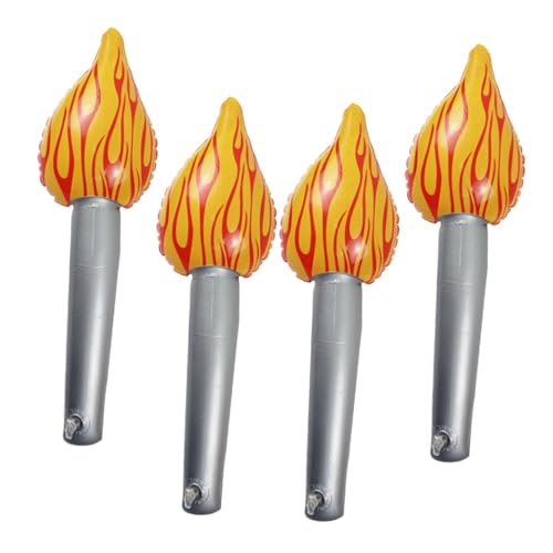 MAGICLULU 4 Stück Aufblasbare Fackel Teiliges Lebensechte Leichte Partyspielzeuge für Geburtstage Sportveranstaltungen Bühnenauftritte Vielseitige Aufblasbare Flammen für Erwachsene von MAGICLULU