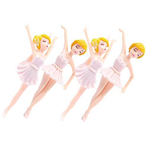 MAGICLULU 4 Stück Ballerina-mädchen Partydekorationen Für Prinzessinnen Kuchendekorationen Statue Einer Balletttänzerin Mädchenfigur Kuchendekor Dessert-topper Tänzerin Ornament Pvc Weiß von MAGICLULU