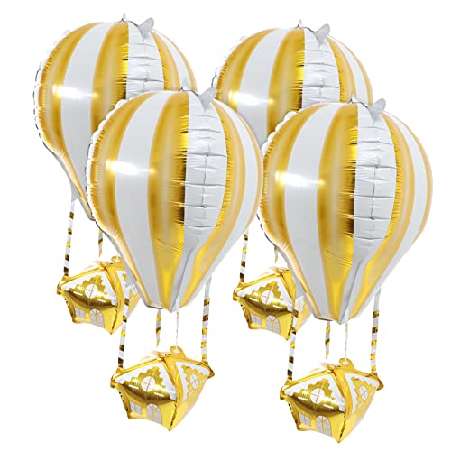MAGICLULU 4 Stück Heißluftballon Dekoration seidenband bandfeile hochzeitsbingo gasballon ballonie Party klein Ballondekorationen Dekorative Luftballons Ballonstütze Aluminiumfolie Golden von MAGICLULU