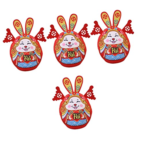 MAGICLULU 4 Stück Jahr des Kaninchen-Plüschtiers Hase gefüllte Puppe chinesische Dekorationen Spielzeuge Neujahrsvorräte Jahr der Kaninchen-Maskottchen-Puppe Chinesisches Tierkreiszeichen von MAGICLULU