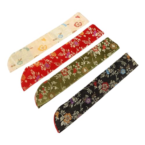 MAGICLULU 4 Stück Japanische Faltfächer Schutzhülle Leicht Tragbar Fächer Aufbewahrungstasche Handventilator Tasche Geschenkbeutel in Rot Schwarz Gelb Grün von MAGICLULU