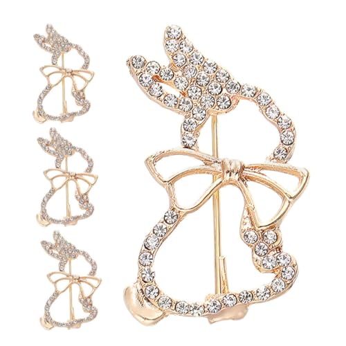 MAGICLULU 4 Stück Kaninchen Brosche Wäscheklammern Tier Brosche Kaninchen Niedliche Kleidungsbrosche Taschenbrosche High-end-brosche Revers Brosche Steckregale Anzugbrosche Golden Legierung von MAGICLULU