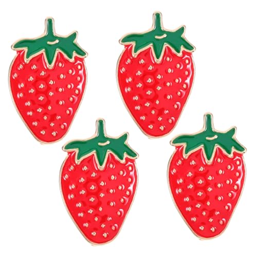 MAGICLULU 4 Stück Obstbrosche Wäschenadeln Erdbeere Erdbeeren Schmucknadel Kleidungsnadel Brosche Anstecker Obst Accessoires Süße Nadeln Anstecknadel Sommernadel Kleine von MAGICLULU