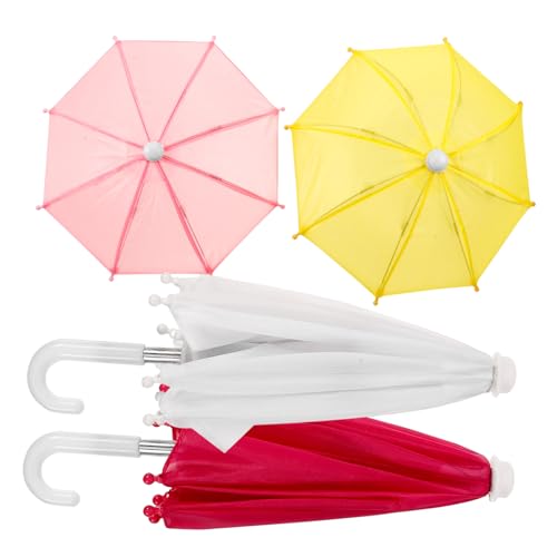 MAGICLULU 4 Stück Puppenzubehör Regenschirm winzig klein Leicht Mädchen Party für Puppen-Accessoire Puppenhaus-Zubehör-Regenschirm Miniatur Regenschirmmodell Miniaturschirm Stoff von MAGICLULU
