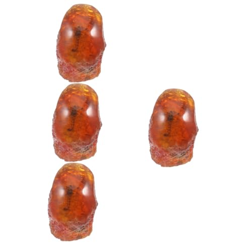 MAGICLULU 4 Stück Spezimen Deko aus Bernstein Resin Insekten Stein Sammlerstück ca Einzigartiger Insekten Ornament für Sammler und von MAGICLULU