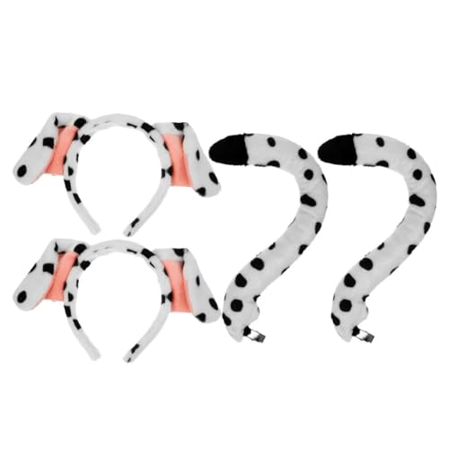 MAGICLULU 4-teiliges Hunde-cosplay-set Mit Dalmatiner-ohren Stirnband Und Weich Und Bequem Für Damen Und Halloween-party von MAGICLULU