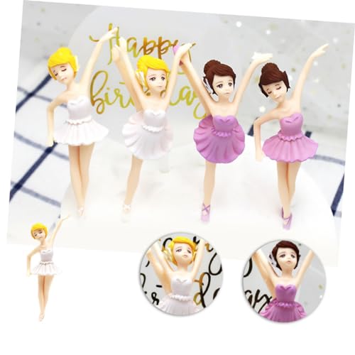 MAGICLULU 4 Stück Teiliges Ballerina Cake Topper Weiß Geburtstagstorte Dekoration mit Niedlichen Balletttänzer Figuren Party Backzubehör für Kindergeburtstag und Tanzmottoparty von MAGICLULU