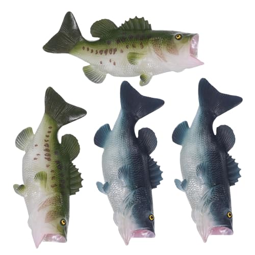 MAGICLULU 4 Stück Teiliges Bassfisch Realistische Meeresfigur Dekoration für Party Food Präsentation Küchenaccessoires Fotorequisiten aus Pflegeleichtem Kunststoff von MAGICLULU