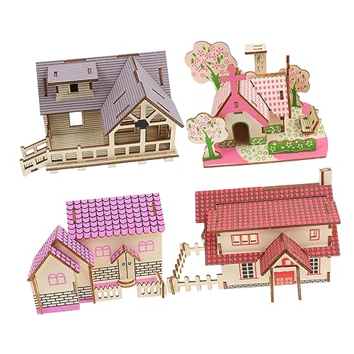 MAGICLULU 4 Stück Teiliges Holzpuzzle DIY Holzmodell Baukasten mit Kleiner Villa und Amerikanischem für Erwachsene und Dekoration MAGICLULU 4 Stück Teiliges Holzpuzzle DIY Holzmodell Baukasten mit Kleiner Villa und Amerikanischem für Erwachsene und Dekoration von MAGICLULU