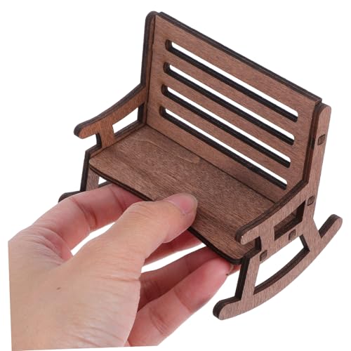 MAGICLULU 4 Stück Teiliges Miniatur Puppenhaus Möbel Set aus Holz Rustikale Gartendeko mit Tisch Bank Stuhl und Hocker Realistische Miniaturmöbel für Puppenhaus und DIY Dekoration von MAGICLULU