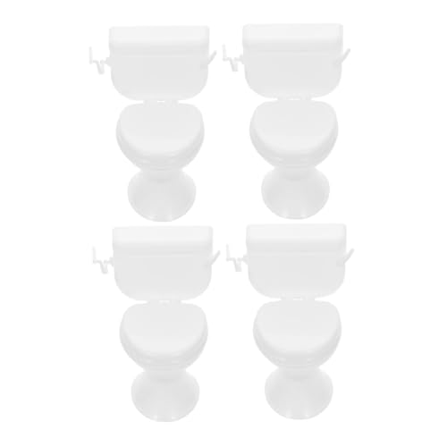 MAGICLULU 4 Stück Teiliges Miniatur Toiletten Deko Weiß Stabile Wiederverwendbare Party Kuchenaufsätze Flexibel Anpassbar für Puppenhaus und Einzigartige Kuchendesigns von MAGICLULU