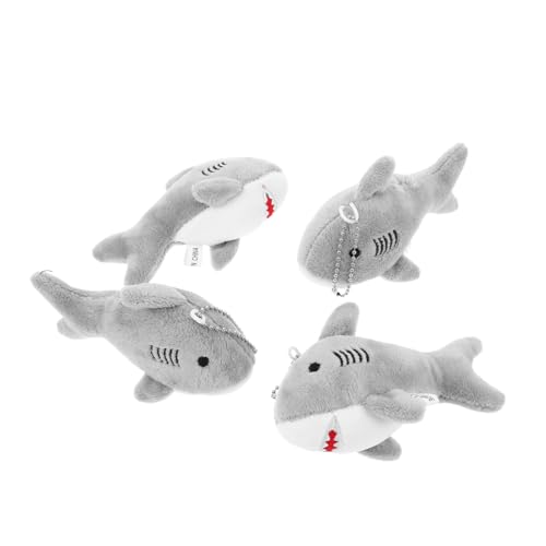MAGICLULU 4 Stücke Teiliges Niedlicher Plüsch-shark-anhänger Weicher Mini-stofftier-schlüsselanhänger Leichter Rucksack Taschencharme Geschenk für Geburtstag Weihnachten und Partyfüllung von MAGICLULU